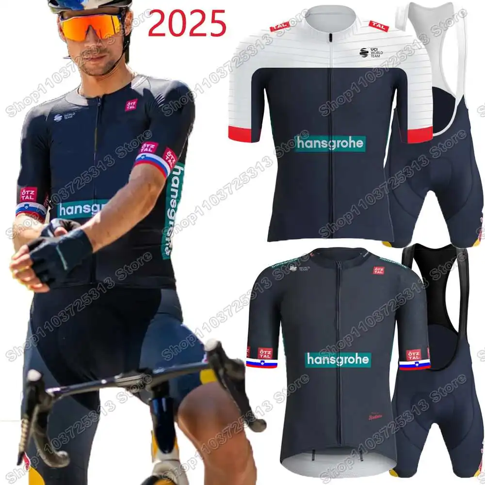 2025 Italy Spain France Tour Team Hansgrohe Cycling Jersey Set Slovenia Primož Roglič Clothing Men Road Bike Shirt Bib Shorts