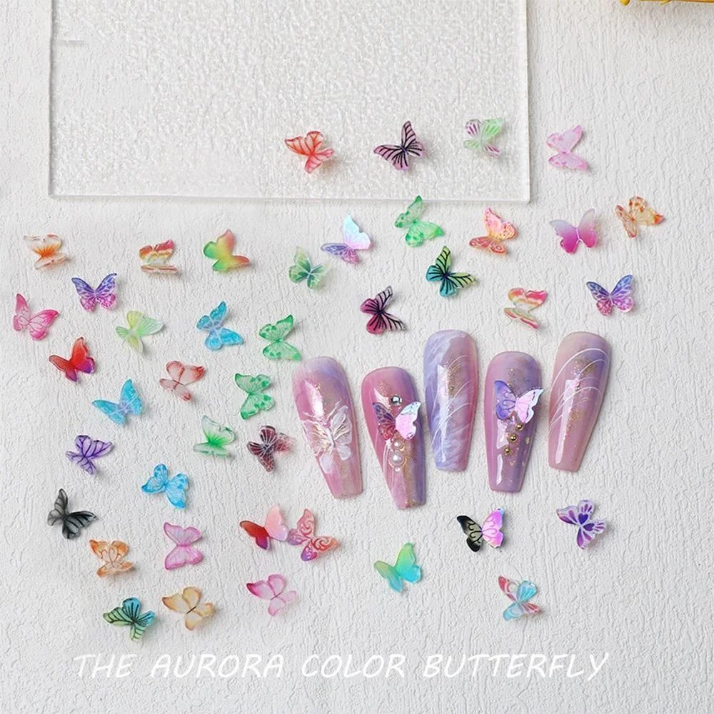 30Pcs 3D Butterfly Nail Art Decorations Mixed Color Rhinestones for Gel Acrylic and Natural Nails DIY Set