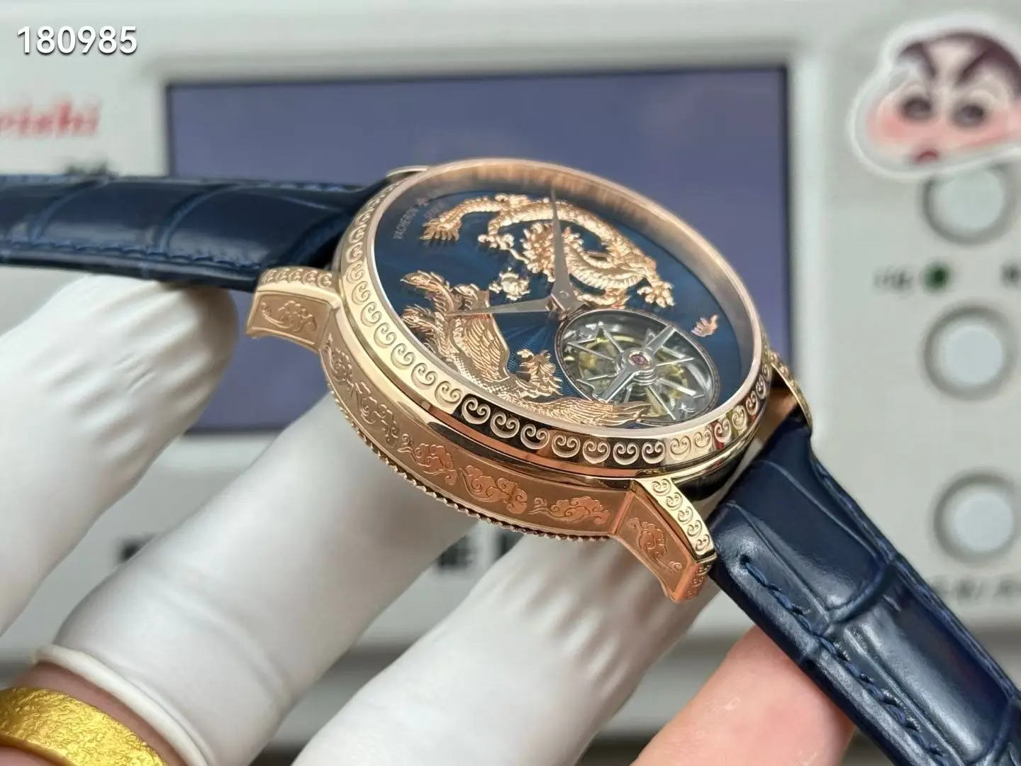 Handmade Private Custom Inherited Series Tourbillon Watch, Mythical Watch of Dragon and Phoenix Playing with Pearl