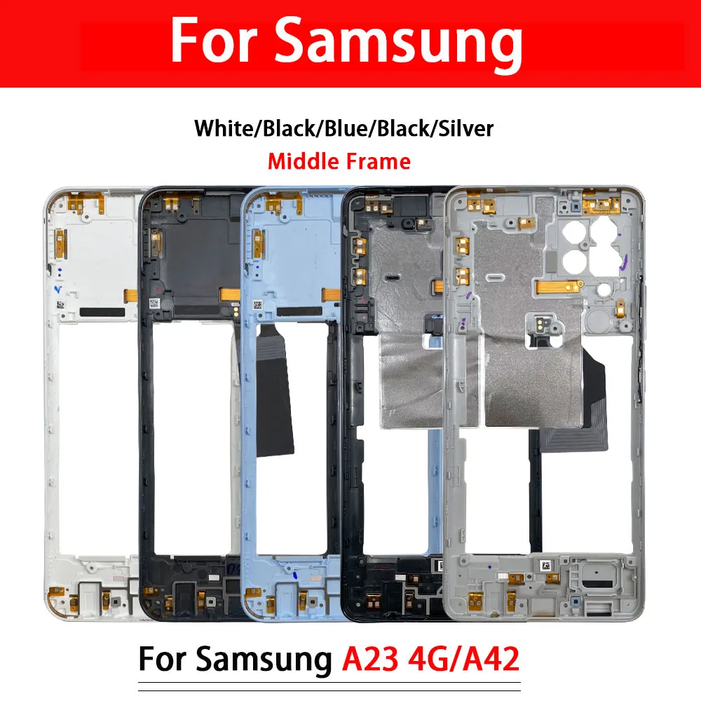 50Pcs，NEW Tested For Samsung A22 4G A23 A32 5G A42 M23 M52 5G M53 M51 M62 Middle Frame Front Housing Bezel Replacement Parts