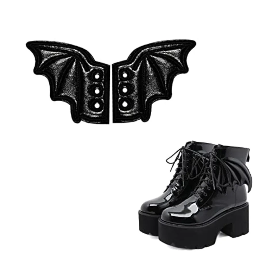 

Halloween Black Bat Shoe Wings Glitter Bats Wings for Boots Skates Sneakers Canvas Roller Shoes PU Shoe DIY Decorations