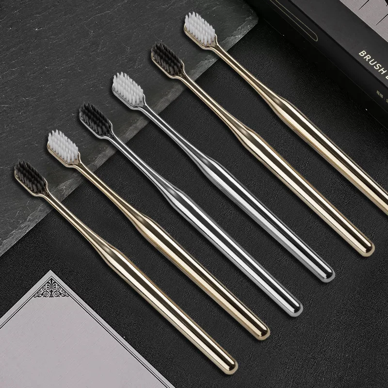 Luxury Soft Toothbrush Men Women Adult Tooth Brush Gold Silver Dental Brushes Elegance Gentle Toothbrushes Drop Shipping