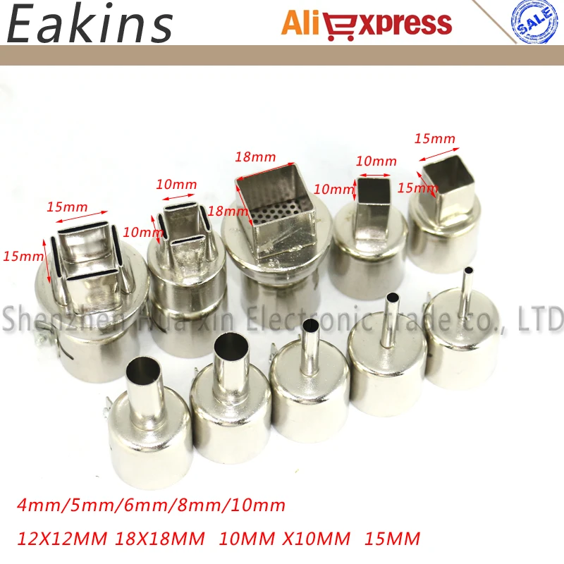 10 sztuk/zestaw uniwersalne dysze BGA serii 850 A1125 A1126 18*18MM kwadratowe okrągłe do stacji lutowniczej na gorące powietrze PCB SMD Rework