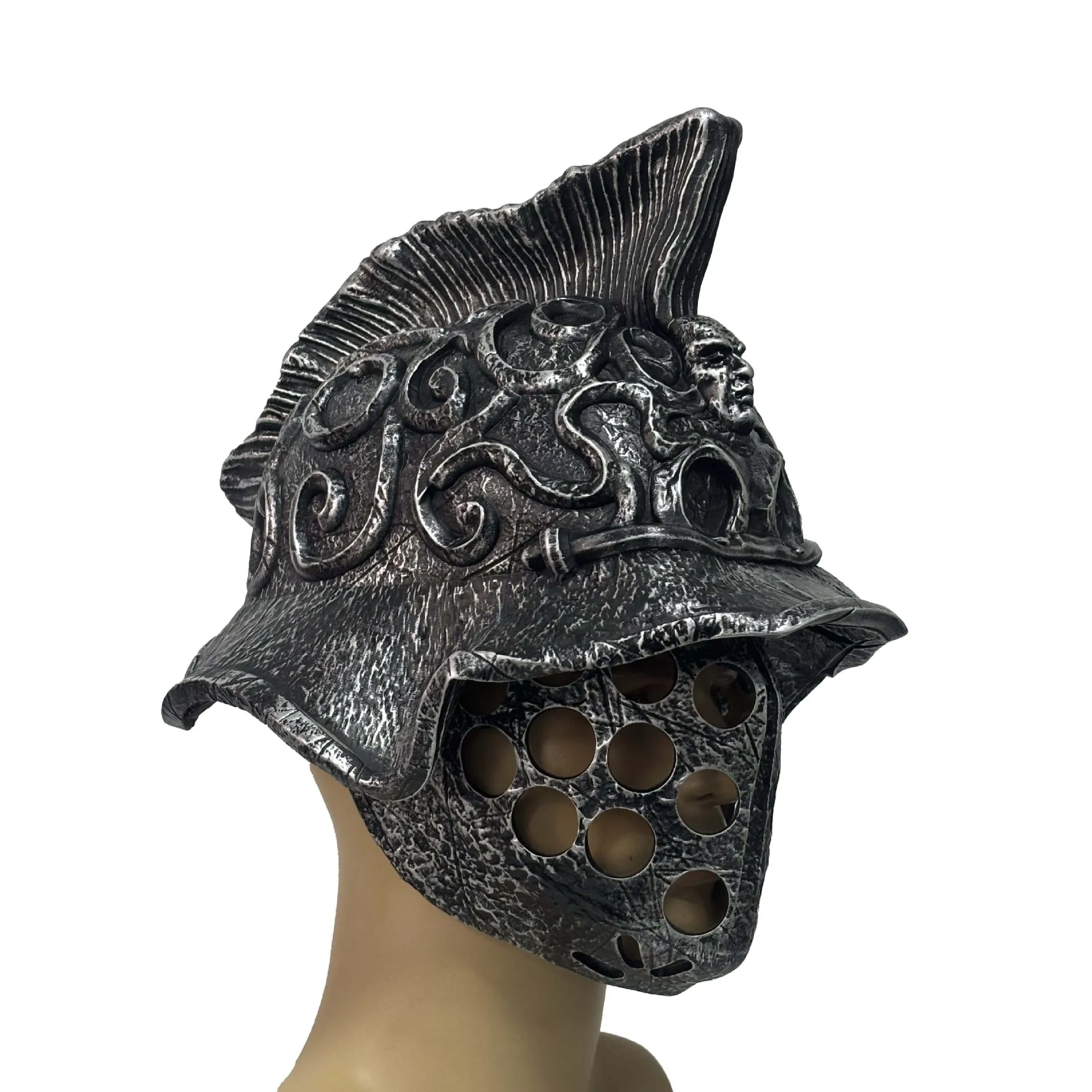 Kriegerhelm-Maske aus Latex, Vollkopfmaske für Halloween, Maskerade, Cosplay-Kostüm-Requisiten für Erwachsene – Detail 4