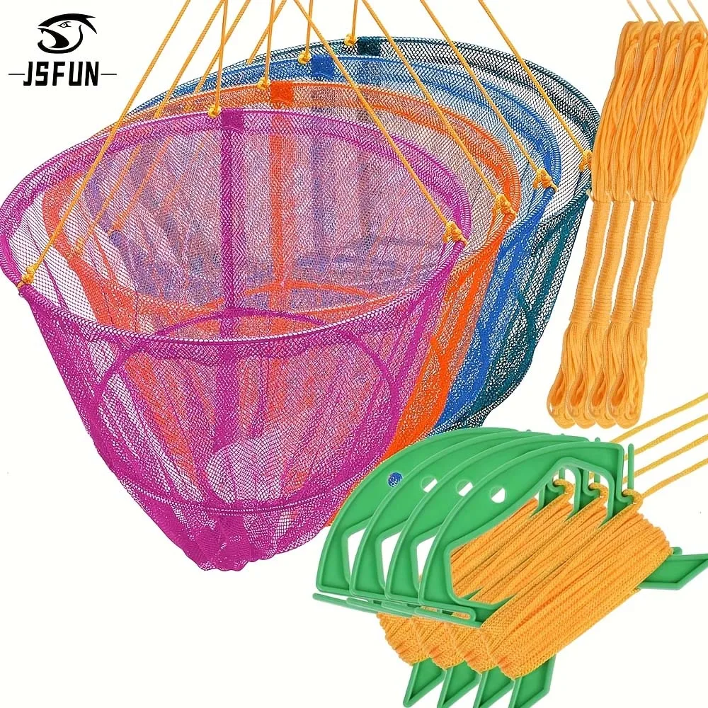 

JSFUN 1 шт. розовая, оранжевая, зеленая, синяя, четырехцветная рыболовная сеть, портативная складная сеть для краба, складная сеть для форели с сеткой, веревка для сумки на приманку