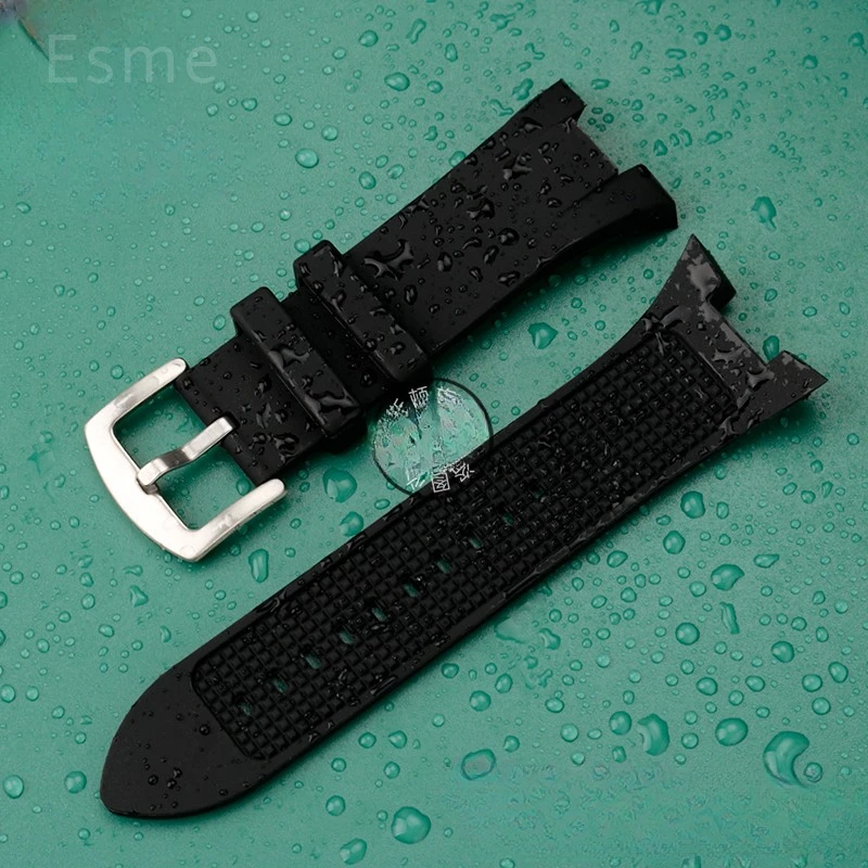 สายนาฬิกาข้อมือซิลิโคนกันน้ำสำหรับ Ax1803อาร์มานี่/Ax1802/Ax1050อุปกรณ์เสริมกลางแจ้งพร้อมอินเทอร์เฟซเว้า31X14มม. สายรัดของผู้ชาย