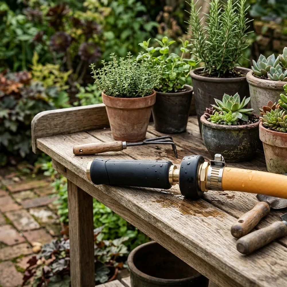 Garden Hose Connector Brass Garden Hose Nozzle For Garden Irrigation Solid Brass Construction High Pressure Garden Nozzle