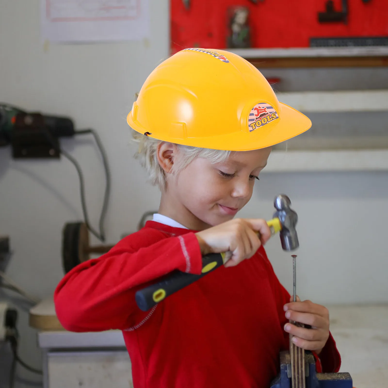 

3Pcs Kids Bright Orange Construction Hard Hats Safety Helmets Role Play Party Supplies Building Accessories Kids Decorative Hats