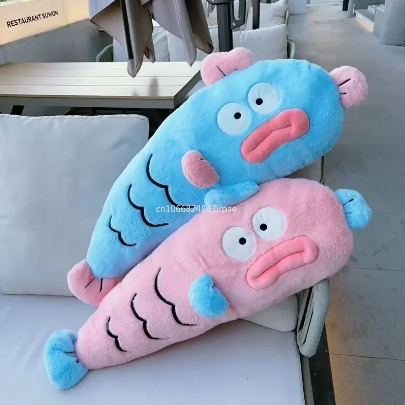 120CM Super Big Size Sanrio Hangyodon Stuffed Plushies New Anime Dopamine Hangyodon Long Doll Sofa Sleeping Pillow Birthday Gift