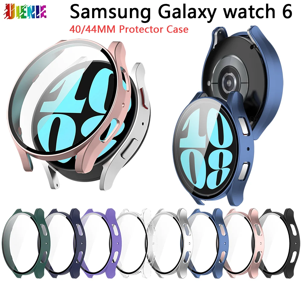 

UIENIE Protective Case+Glass For Samsung Galaxy Watch 6 40MM 44MM Plated All-Around Screen Protector Shell Bumper Cover Accessor