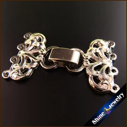 SorcerKeeper Wholesale 4 Strings Filigree Silver Plating Flower Toggle Clasps Connector FINDINGS Pearl clasp beads clasp