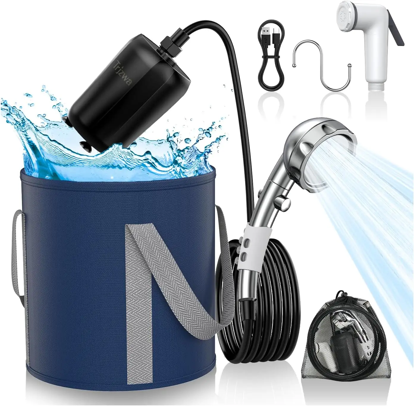 

STLF DZ WJW Advanced Portable Shower Camping,9000mAh Rechargeable Shower Pump with Digital Display