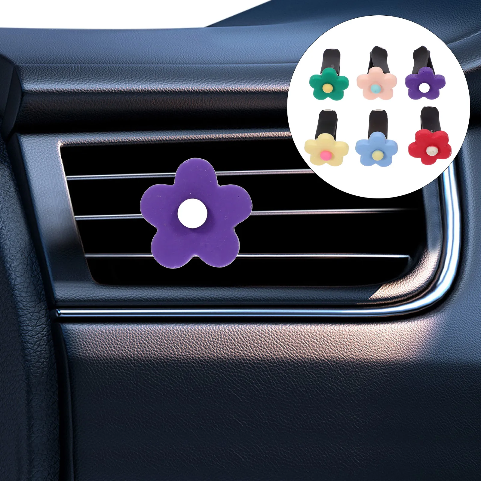 

6pcs Car Air Freshener Clips Aroma Diffuser Flower Design Dashboard Decorations Women Car Vent Accessories Mixed Colors