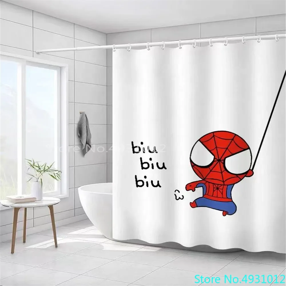 

Anime Hulk Avengers Spiderman Shower Curtain Waterproof 3D Cute Cartoon with Hooks for Kids Bathroom Bath Decoration
