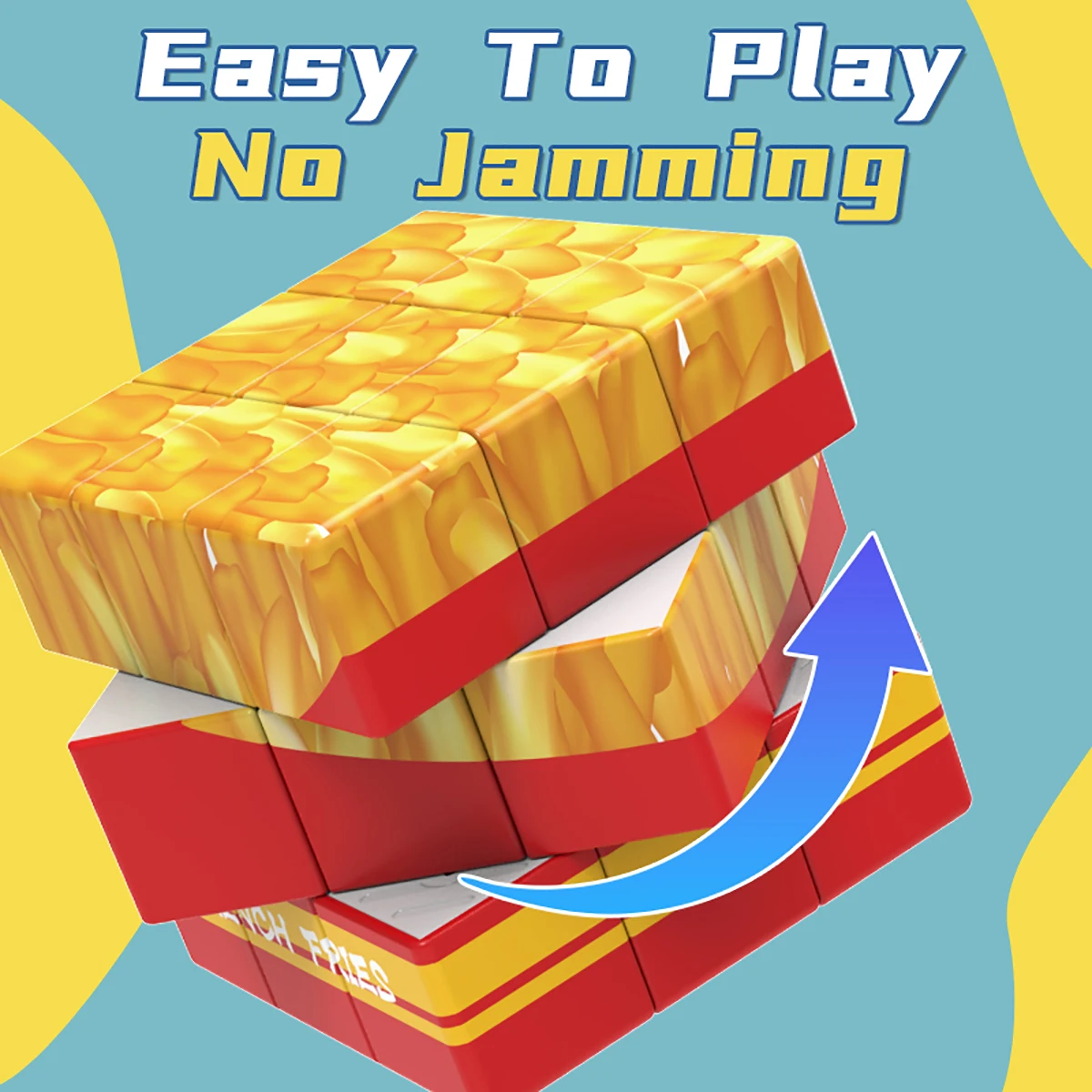 Kubus Ajaib 3x3x3 Puzzle UV Dicetak 3D Kentang Goreng Pereda Stres Profesional Mainan Permainan Kecepatan Halus untuk Hadiah Anak-anak