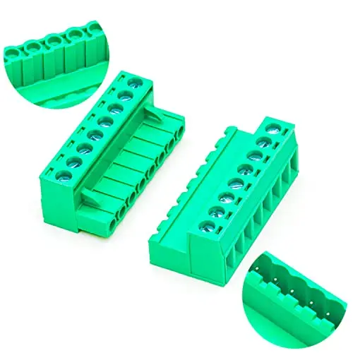 5.08mm Male Female 8 Pin Phoenix Connector No Soldering Green PCB Screw Terminal Block Connector Pluggable Wire Connection 1Set