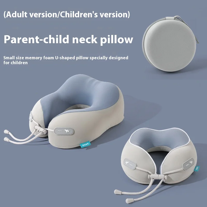 

Memory Foam Neck Pillow Travel Office Nap Parent Child Set Cervical Support Portable Foldable Ice Silk Cover