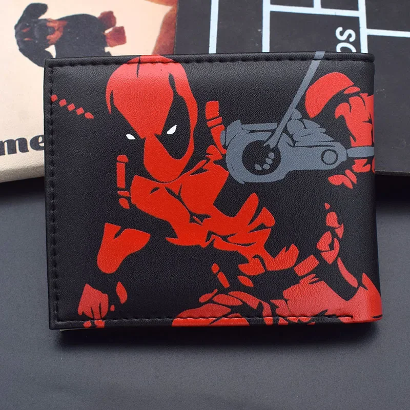 Nouveau portefeuille pliable Marvel Avengers figurines d'anime Deadpool dessin animé portefeuille en polyuréthane hommes Animation Cosplay porte-monnaie cadeaux d'anniversaire