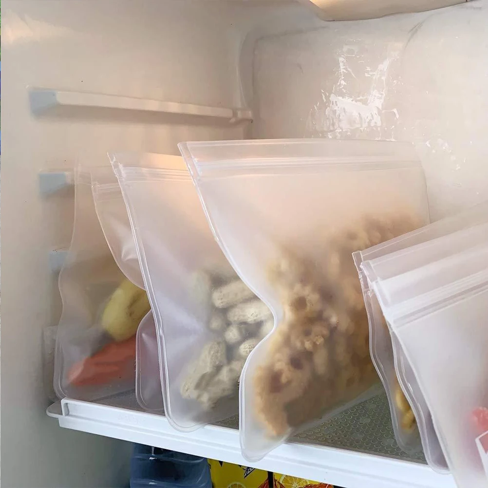

5 Pcs PEVA Food Storage Bags Sealed Grocery Fresh Keeping Fridge Vegetable Fruit Snack Eco Friendly Reusable Transparent