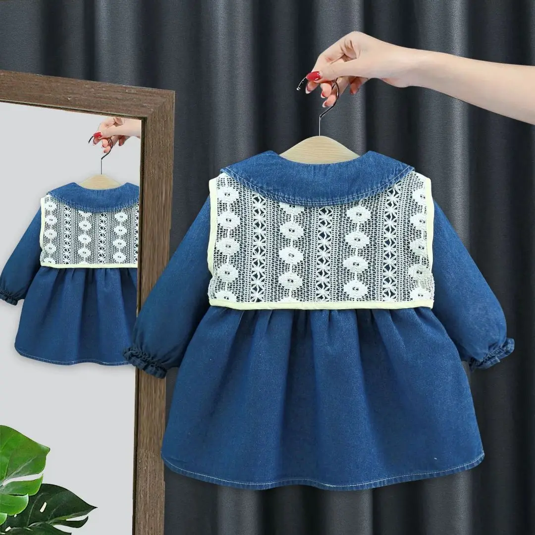 

Long Sleeve Denim Dress Outfit Infant Girls Baby Clothing Vestidos