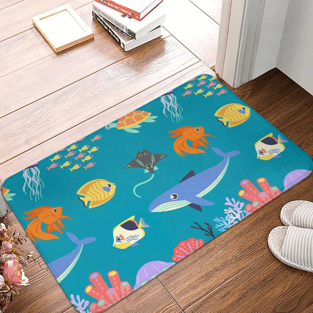 Sea Animals Non-slip Doormat Floor Mat Sand Scraping Carpet Rug for Kitchen Entrance Home Balcony Footpad Mats