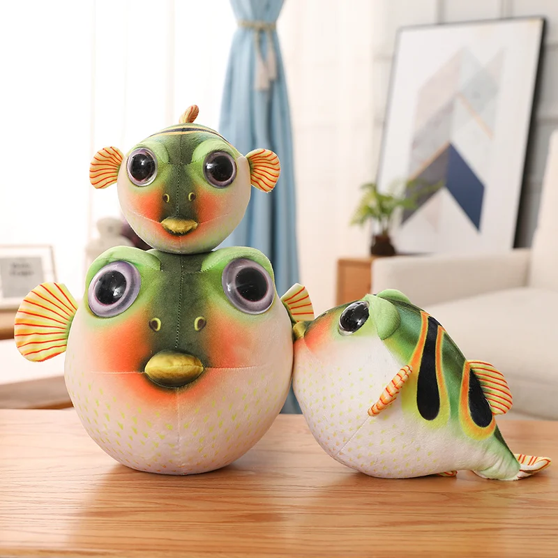 Hot Real Life Pufferfish Plush Toy Simulation Sea Animals Puffers Stuffed Toys Soft Aquarium Fish Dolls Christmas Gifts Kids