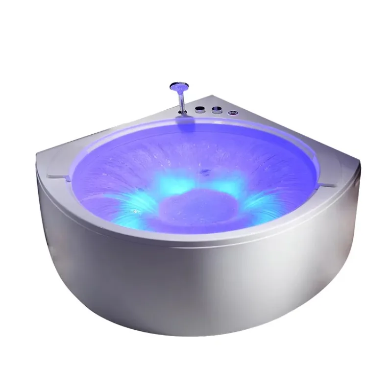 

Luxury Bathroom Corner Bathtub Whirlpool Massage Jakuzzi Acrylic 2 Person Jet Round SPA Hot Bath Tub with LED