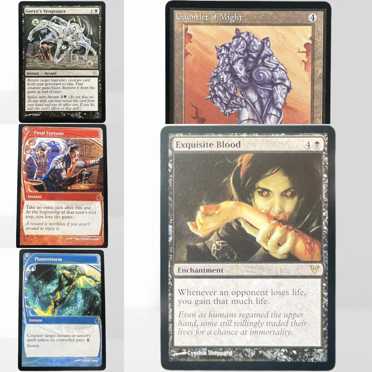 Cartas Proxy Mágicas TCG REGULAR 18-1-E-G: Guru Lands, Gauntlet of Might, Flusterstorm, Gamble, Griselbrand, Cartulina Negra Alemana