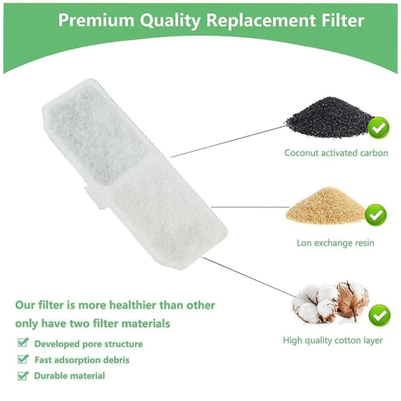 10PCS Cat Water Fountain Filter Pet Water Fountain Replacement Parts Filter Elements Water Dispenser Activated Carbon Filters