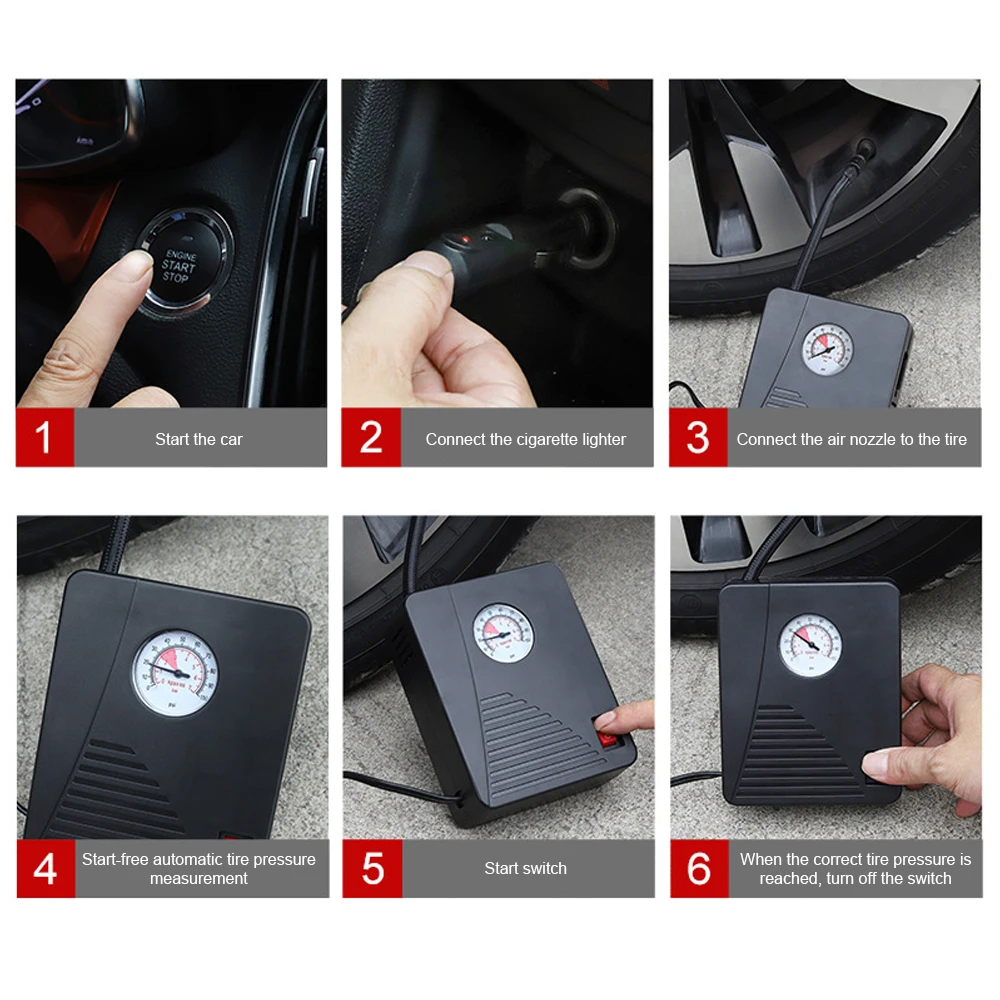 Tire Inflator 12V 96W Car Electric Air Pump Mini 100PSI 35L/Min Portable For Car Motorcycles Bicycle Ball Air Compressor image 3