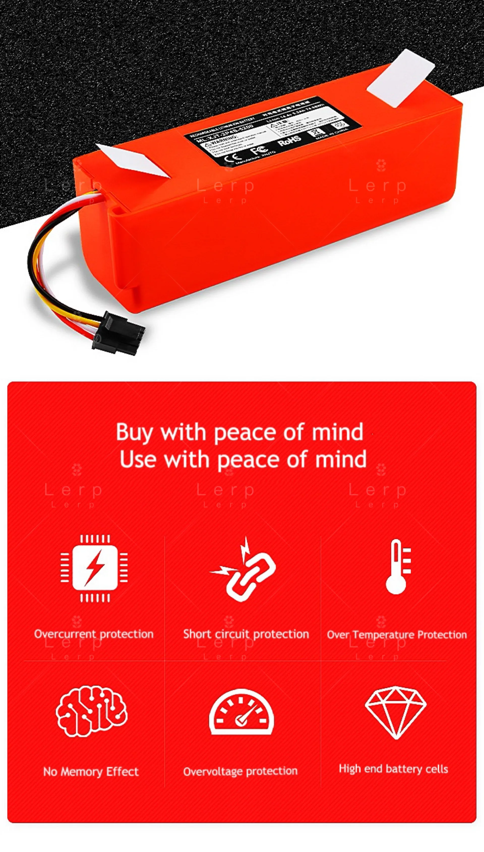 

Suitable for Xiaomi Stone Sweeping Robot Battery 14.4V Mi Home First Generation Vacuum Cleaner Backup Battery