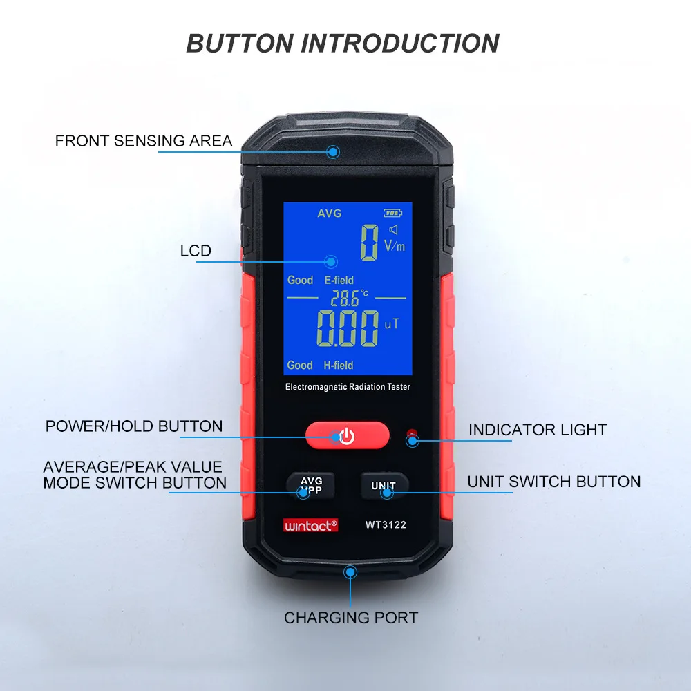 WT3122 Electromagnetic radiometer, electromagnetic wave, mobile phone radiation, household appliance radiation detector