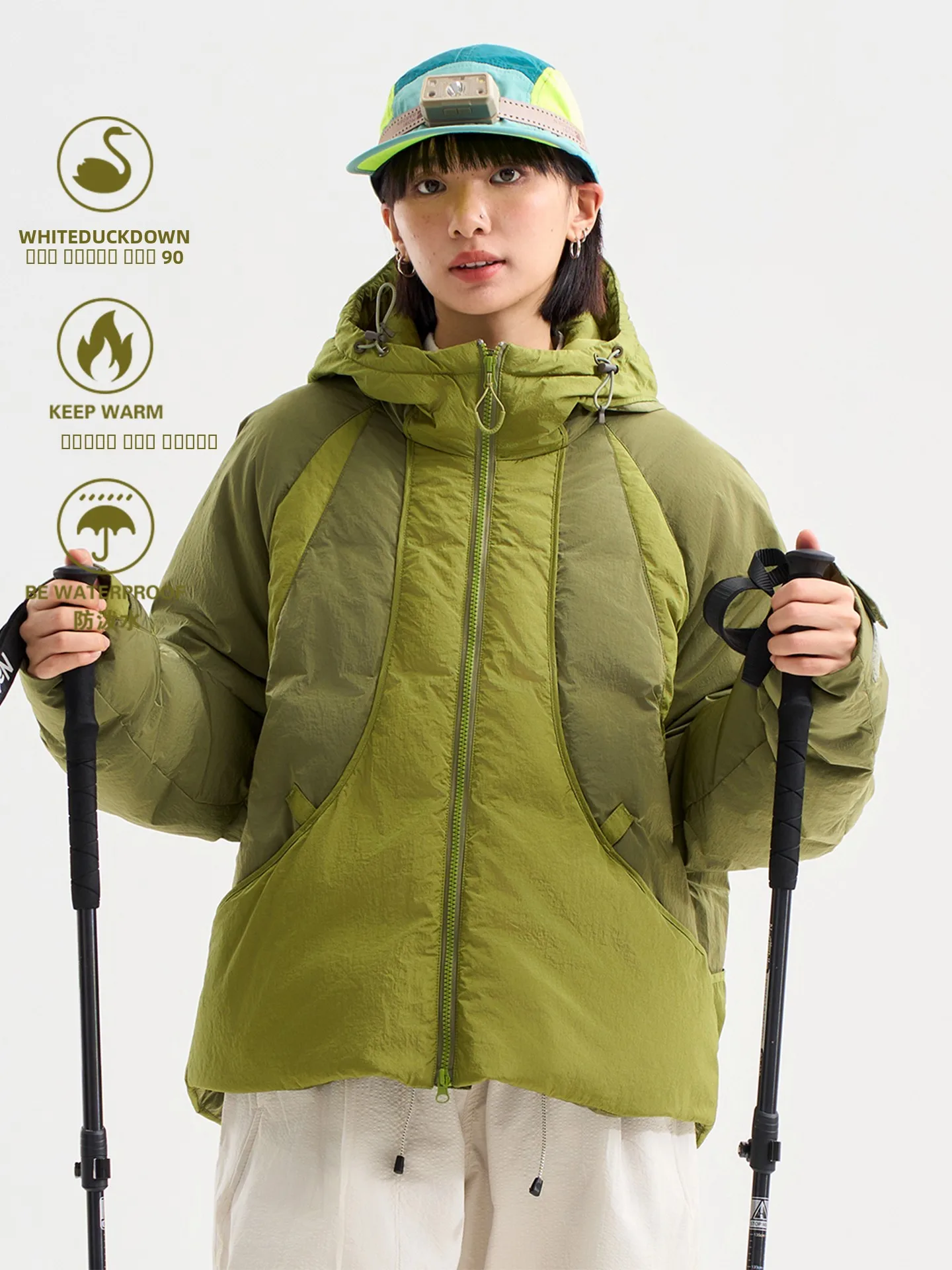 

Women's Outdoor ort Puffer Jaet Hooded Thiened White Du down Warm Winter Coat Bread Sle Outerwear Cact Size