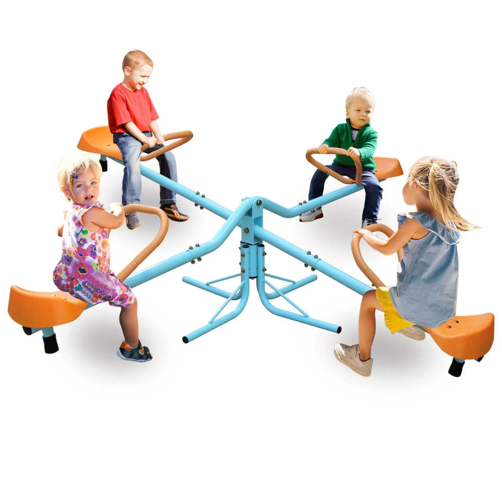 Outdoor Kids Spinning Seesaw Sit and Spin Teeter Totter Outdoor Playground Equipment Swivel Teeter Totter for Backyard