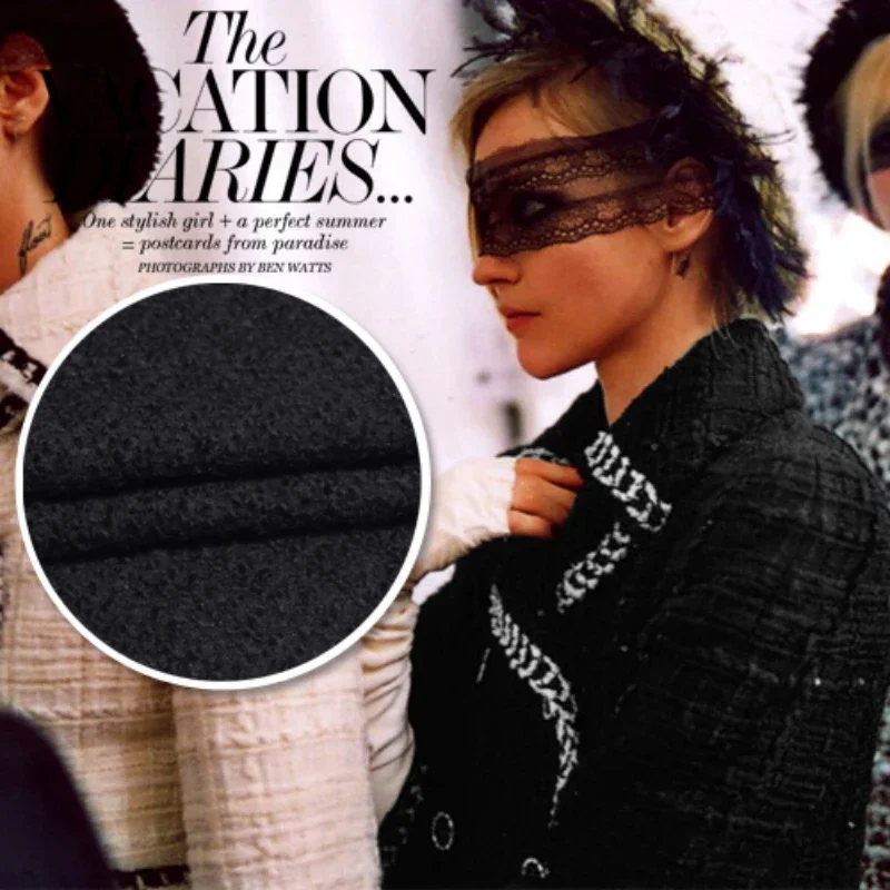 

Wool Fabric Black 3D Grain Woven Wool Fabrics Soft Fine Material Coat Dress Diy Sew Wholesale Cloth by the Meter