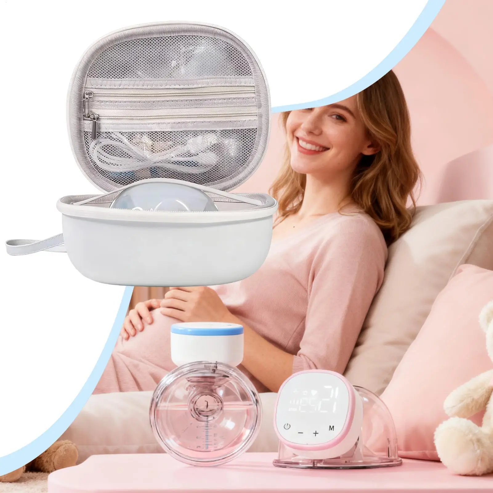 유방 펌프 보관 가방 여러 칸 경량 케이스 엄마를 위한 유방 펌프 케이스 어린이 모유 수유 통근 여행 매일