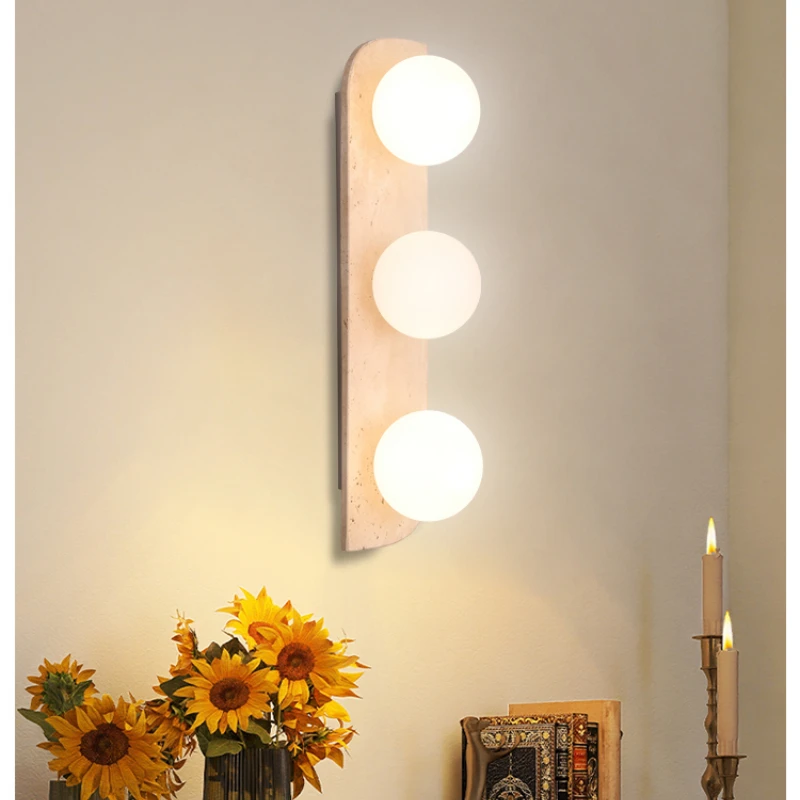 Japanese Yellow Stone LED Wall Light Fixtures Indoor Bedroom Living Room Home Decor Bedside Lighting Applique Murale Wall Lamp