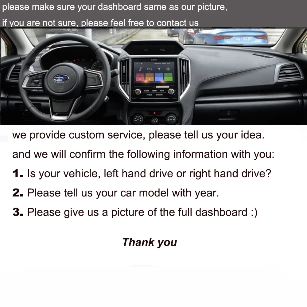 

Custom Car Dashboard Cover Wrap in Alcantara for Subaru XV Forester 2018-2021 Mat Shade Cushion Pad Carpets Accessories