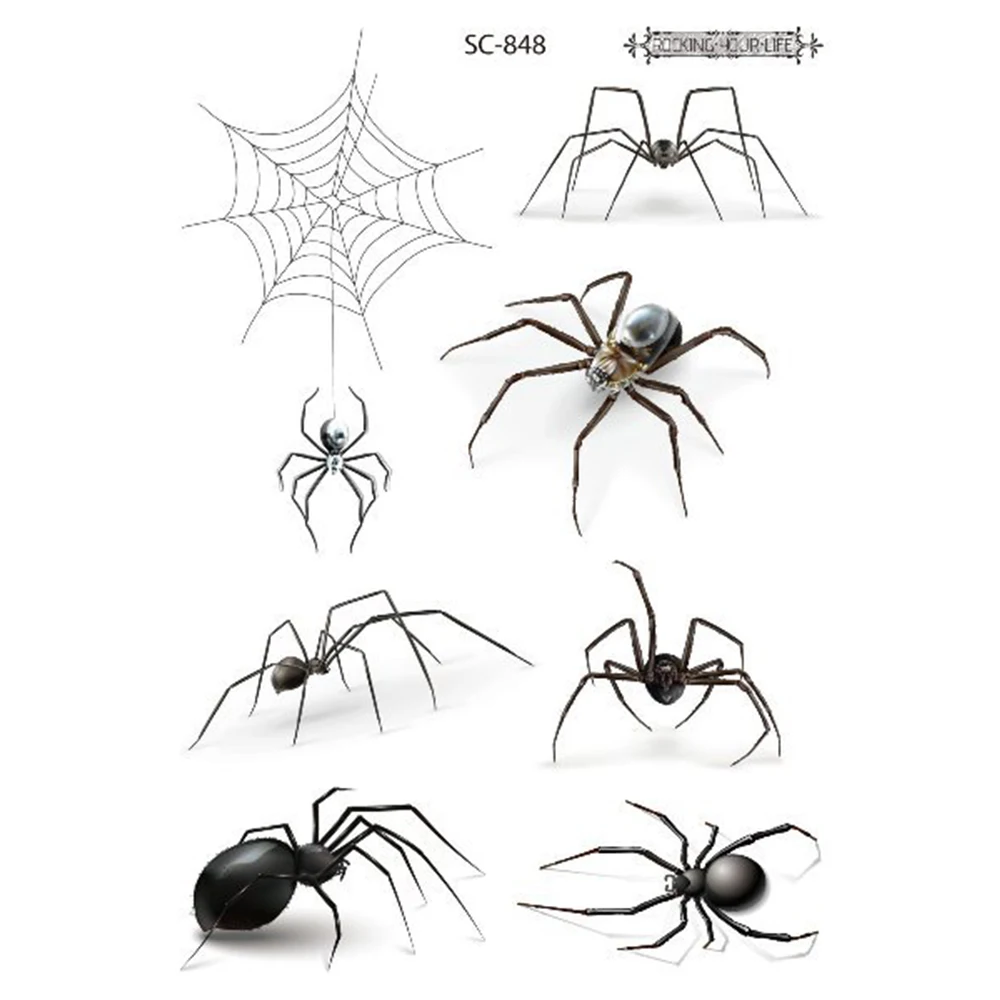 

Women Friendly Scary Waterproof Hand Foot Wrist Body Art Halloween Fake Tattoo Spider Halloween Tattoo Temporary Tattoo Sticker