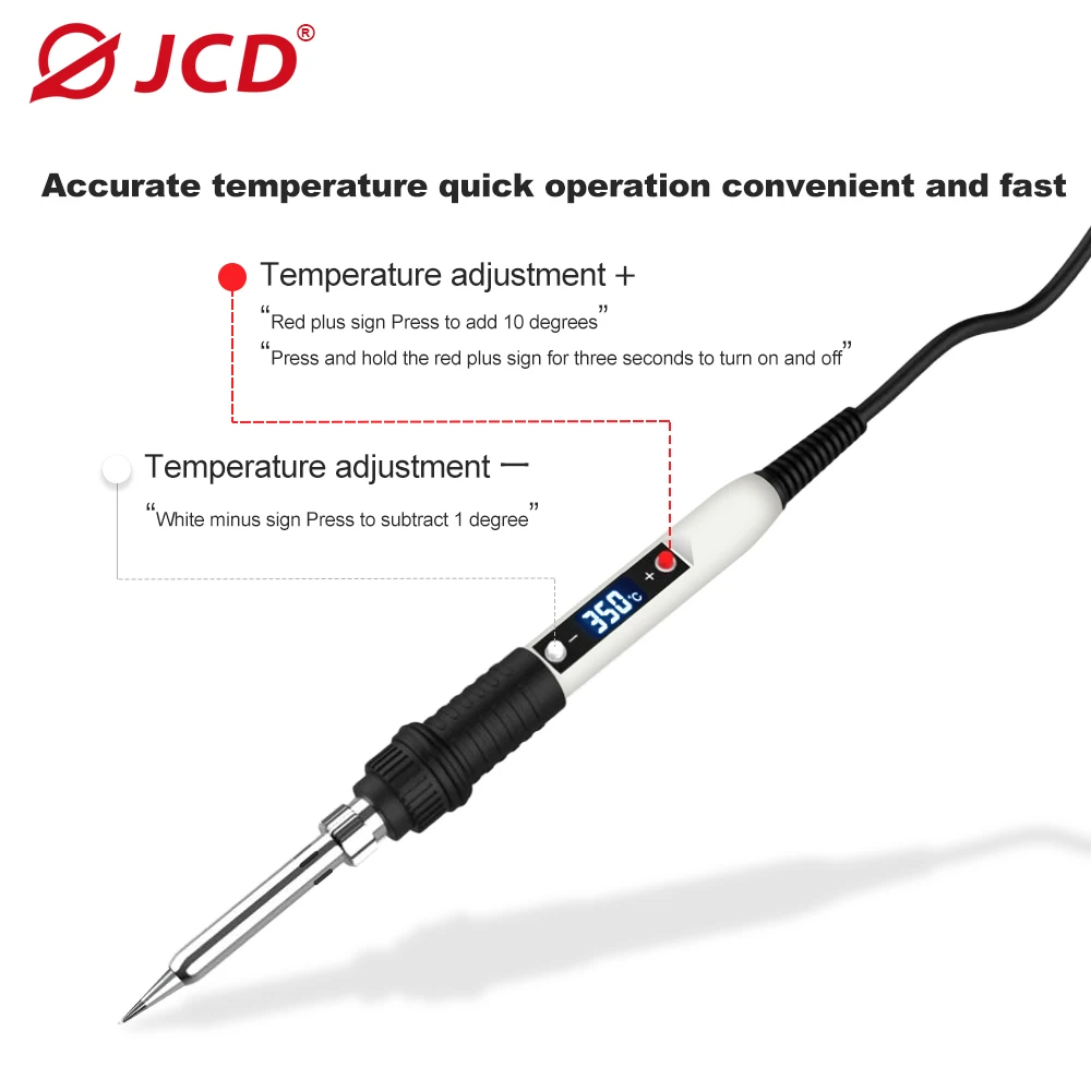 JCD 80W Digital Electric Soldering Iron Kit Adjustable Temperature 110V 220V Welding Tool Ceramic Heater Soldering Tips Rework