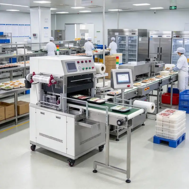 Automatic Modified Atmosphere Packaging Machine Food Tray Sealer Gas Flush Vacuum Packaging Equipment