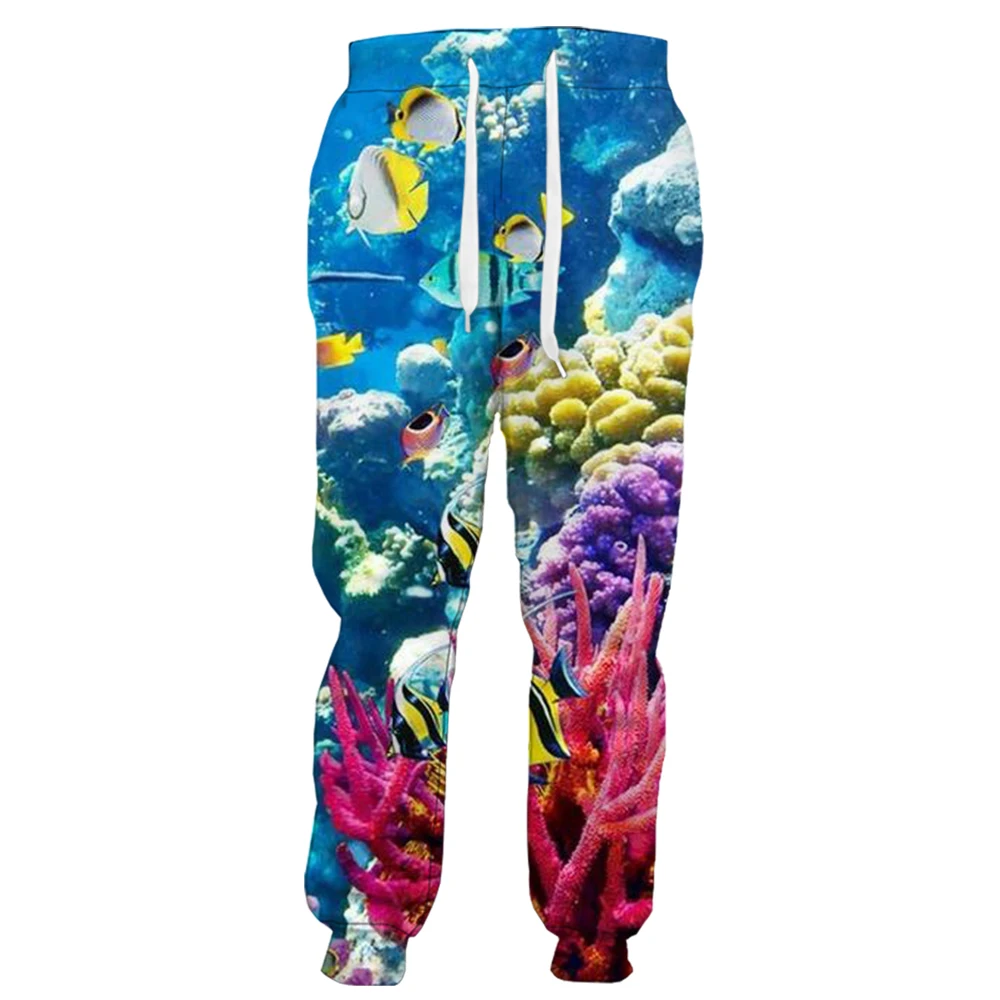 HX pantalones de moda para hombre divertidos pantalones con estampado 3D de delfines de arrecife de vida marina ropa deportiva pantalones de chándal casuales ropa de calle Joggers S-5XL