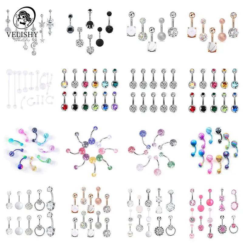 5-20PCS Cute Dangle Belly Ring Pack 14G Navel Piercing Bulk Sexy Belly Ring Set Belly Button Ring Lot Pircing Ombligo Jewelry