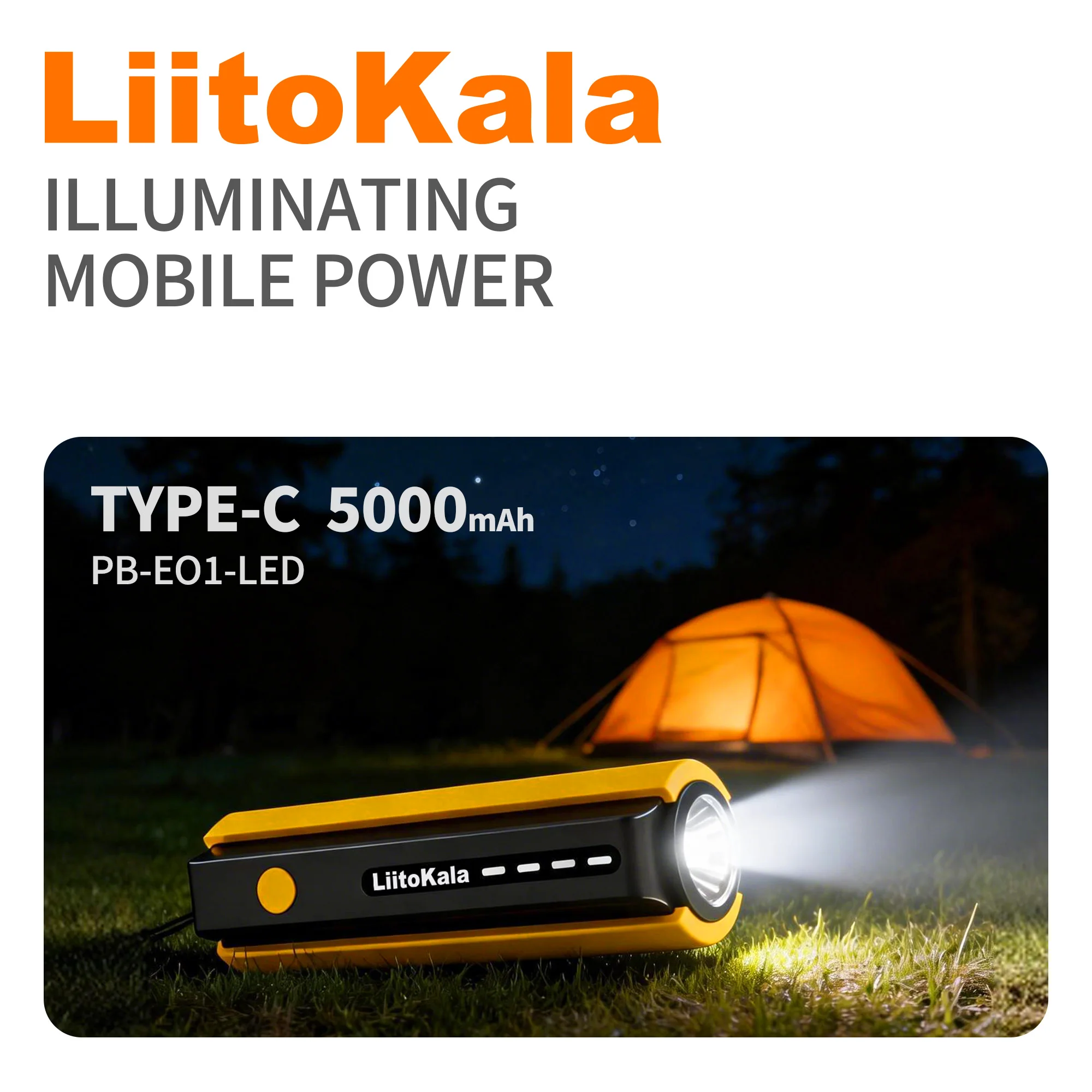 LiitoKala 2-in-1 Keychain Flashlight Power Bank 5000mAh,USB C Fast Charging Mini Torch,Rechargeable EDC Light & Portable Charger