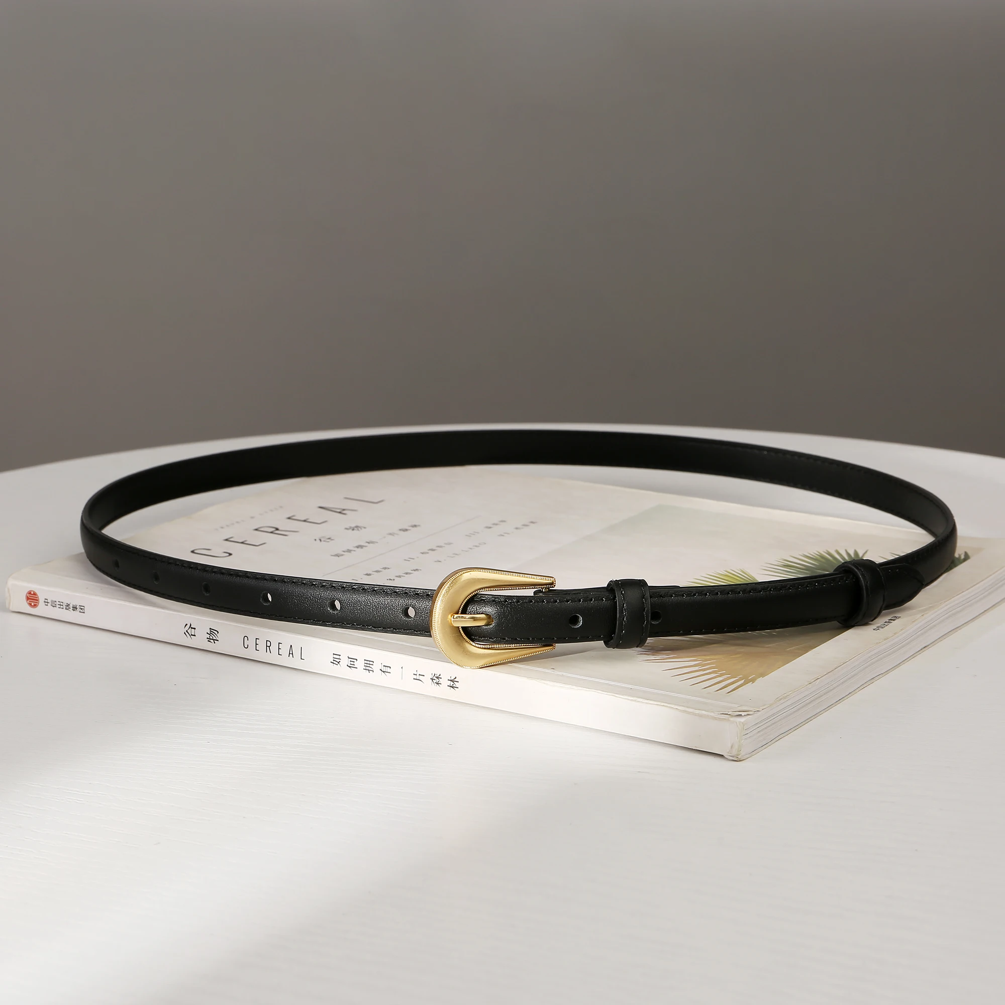Womens Skinny Leather Belt 2026 New Luxury Ladies Thin Leather Belt with Gold Buckle for Jeans Dress Pants