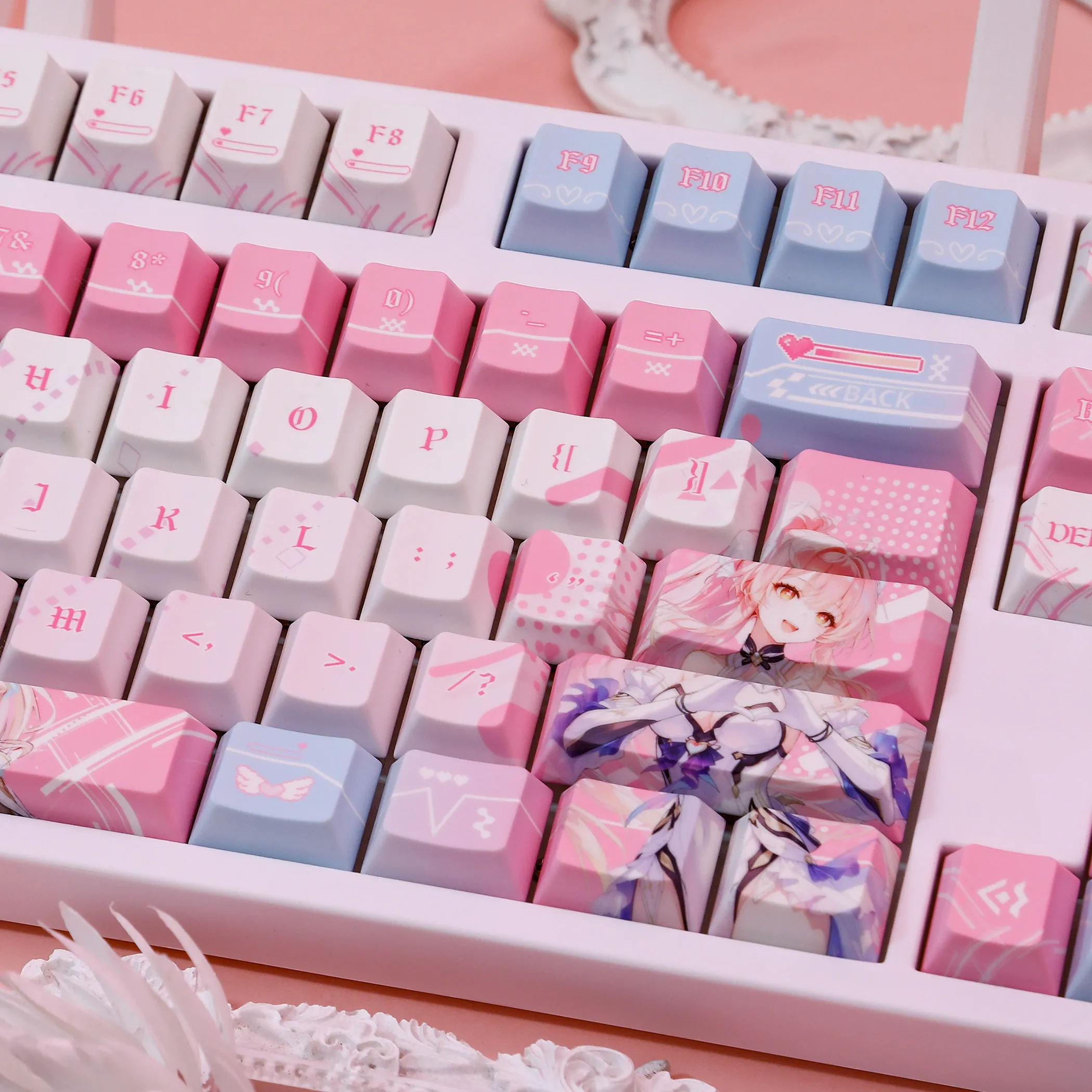 

120 Keys エイメス Wuthering Waves Keycaps Aemeath Theme Keycap Ames PBT DYE-Sub Cherry Profile Key Cap for Made68 Mad68 Wooting 60