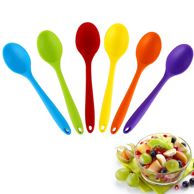 

1PC Mini Silicone Spoon High Temperature Resistant Non-stick Spoon for Cooking Mixing Spoons Stirring Spoon Kitchen Supplies