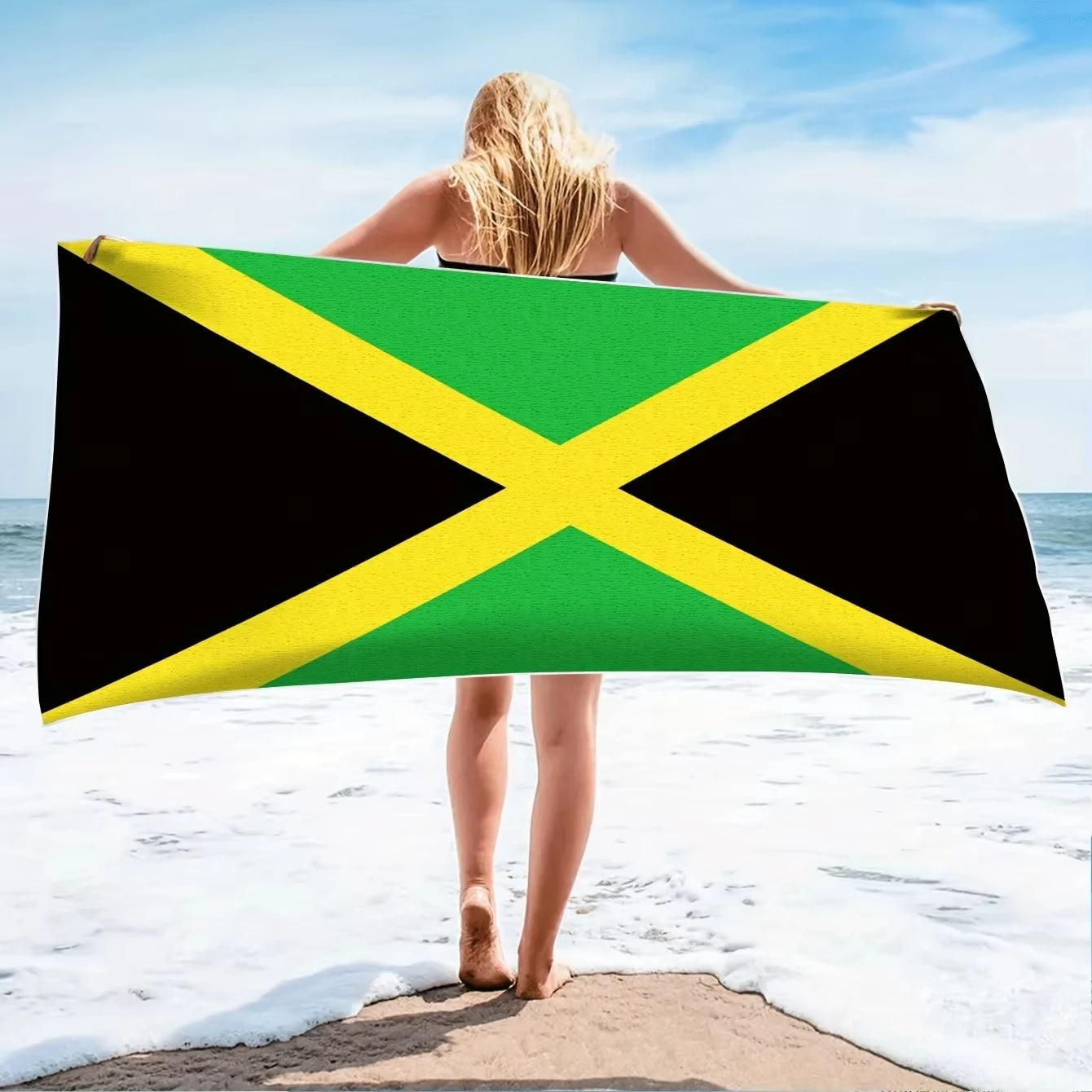 Jamaica Flag Beach Towel Flat - Travel Accessories For Jamaica ulasan dan harga