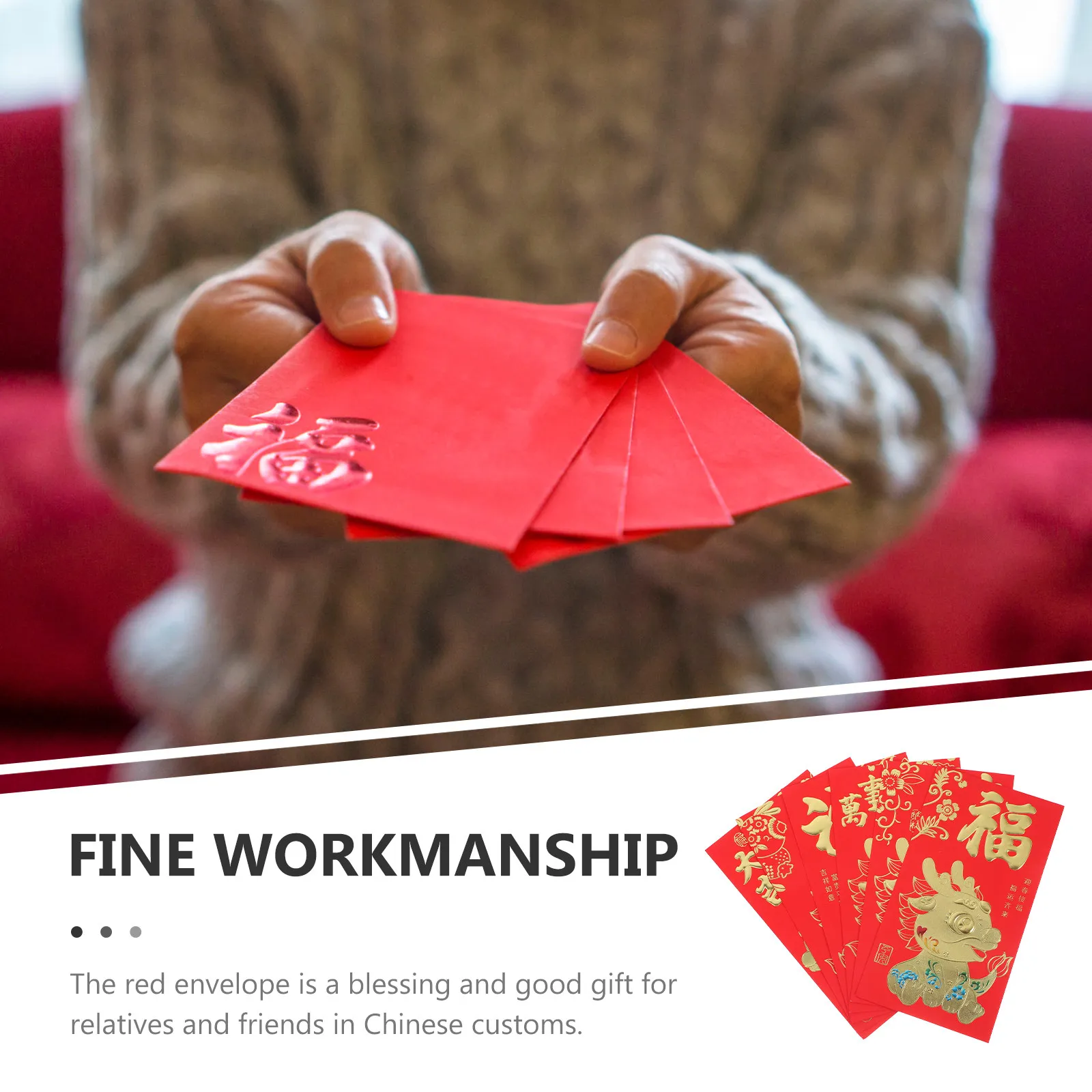 60 Pcs Chinese New Year Envelopes Red Pocket Creative Envelope。 Packets Spring Festival Cute Cartoon