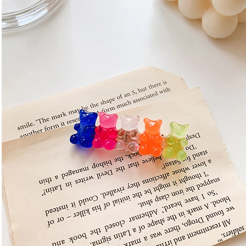 ปิ่นปักผมรูปหมี1ชิ้นกิ๊บด้านข้างสีลูกกวาดกิ๊ฟหนีบผมสัตว์สำหรับผู้หญิงหญิงสาวกิ๊บติดผมน่ารักสำหรับเครื่องมือจัดแต่งทรงผม